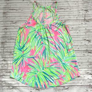 Lilly Pulitzer Lacy Tank Top Keyhole Back Tiki Pink Royal Lime Shirt Size XS